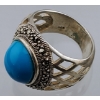 Image 2 : Turquoise & Marcasite Fashion Ring (9.5 g, 13×11 mm, Size 7)