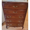 Image 1 : Five-Drawer Wood Chest With Decorative Brass Handles