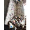Image 2 : vintage style floral sofa 79” L x 33w with wooden accents on the arm & base with the matching chair