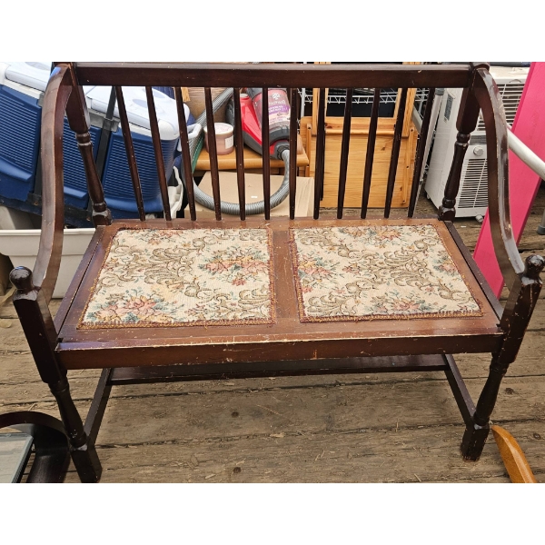 Wooden Bench with Upholstered Seat, 32 x 17 Inches