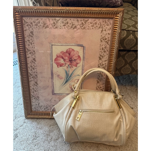Ladies Reptile Print Handbag w/ Floral Wall Hanging 24T