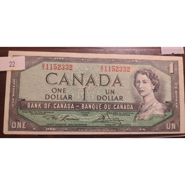 Bank of Canada 1954- $1 Bill B/I1152332