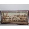 Image 4 : Woven Wall Art of 17th-Century Winter Scene in Ornate Frame