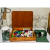 Image 7 : Wooden Box With Vintage Lego Blocks, Vintage Marble Jar, and Collectible Shaving Set