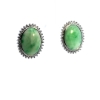 Image 2 : 14k White Gold Studs w/ Jadeite Centre Stone and Surrounding Diamonds - Weighs 12.7g 