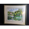 Image 1 : Countryside by Water, Numbered Print, 74/350, Signed: Claude Chambour, Framed Under Glass, 26.5 X 24