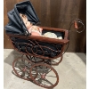 Image 4 : Lovely Porcelain Dolls (2) in Intricate Wooden Stroller - Stroller is 20W, 23T 
