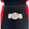 Image 1 : 4ct Round Moissanite with 2ct Set in Center, 1ct on Either Side in 925 Silver Ring - Size 7