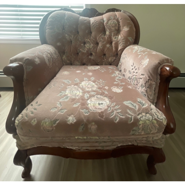 Art Nouveau Mahogany Chair With Carved Floral Accents 32 x 29 x 39H