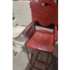 Image 4 : Vintage Adjustable Cherry Red Colour High Chair 14 w 25 d 40 1/2 h.  Vinyl/Chrome 17 w 17 1/2 d 39 h