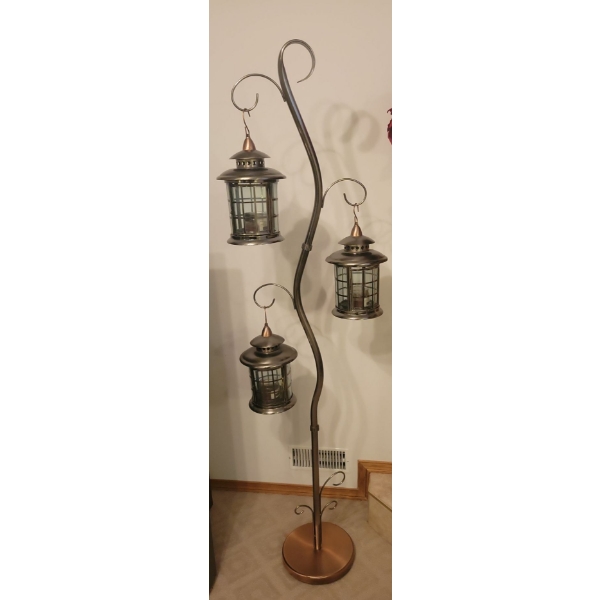 6" Copper Craft Tri Candle Lantern Stand 