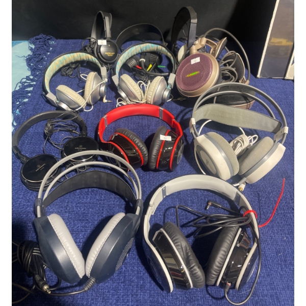Collection Of Ten Different Headphone Brands  MPOW   AKG  & More