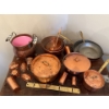 Image 1 : Antique Copperware Collection - Pots, Pans, Bowl, Measuring Cups, More 