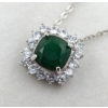 3.7 ct Certified Silver Emerald gemstone Pendant with chain ($4,224 Appraisal)