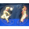 Image 1 : Pair Of Harlequin Favorware Dancers 1950's Chalkware Wall Hangings 15"