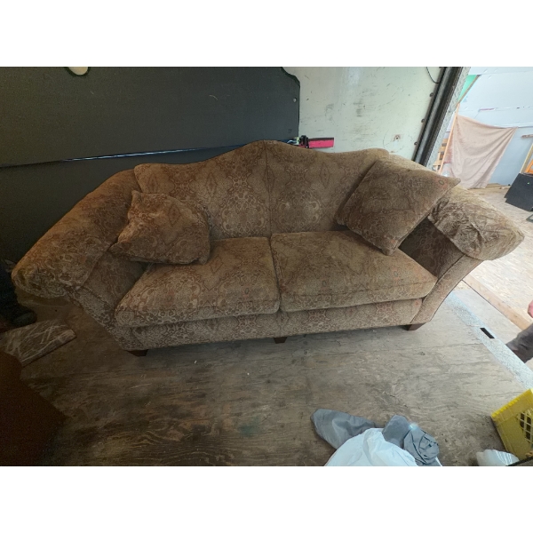 Patterned Upholstered Sofa with Cushions