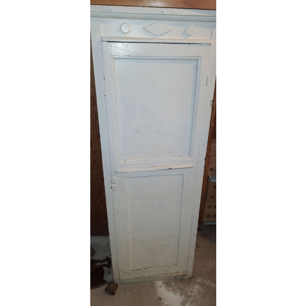 Wooden Cupboard Painted White with 5 Shelves 62 T, 23 L, 17 W