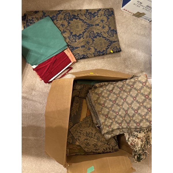 Set of Textiles, Fabrics (Including Upholstery), and a Stool (19W, 19D, 18T)