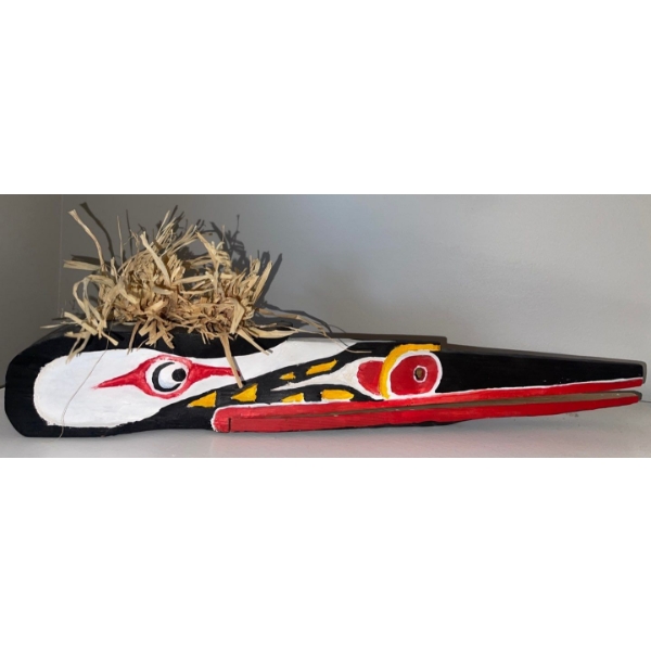 Carved & Polychromed Ceremonial Hok Hok Mask - Kwakwaka'wakw Mythology 16L