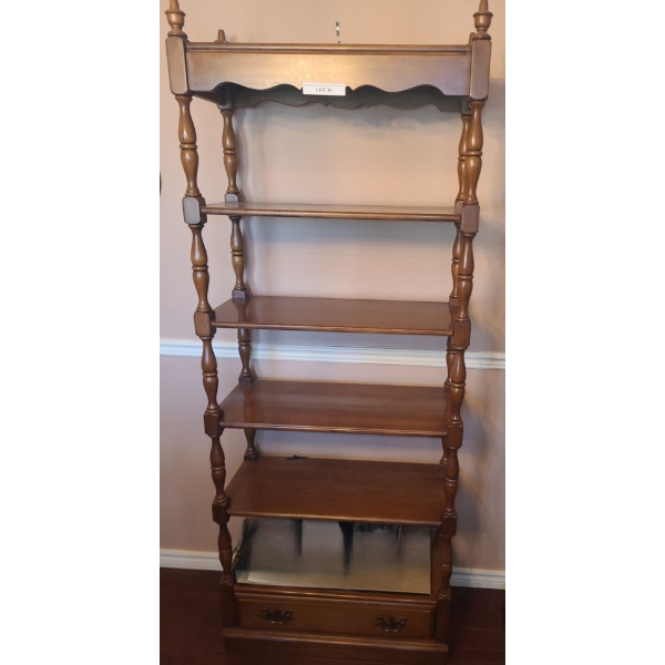 Lovely Wood Open Shelving Unit w Drawer 30 w 77 h