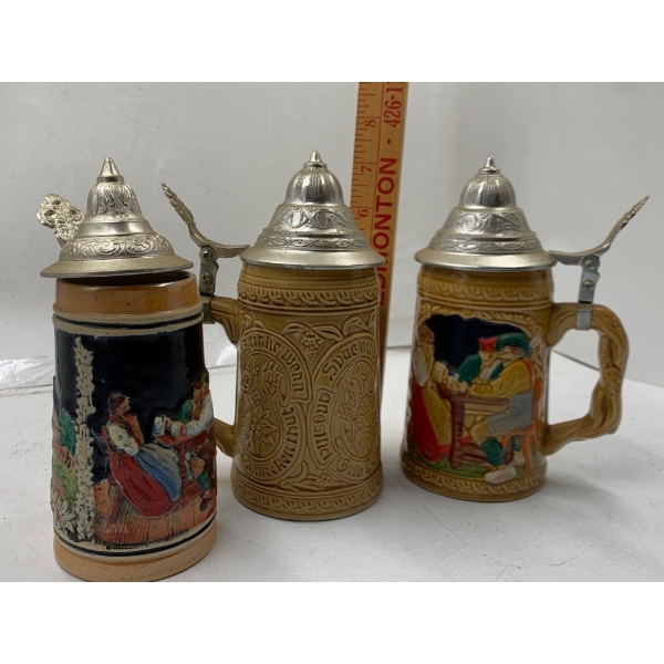 3 Smaller Beer Steins From Germany 