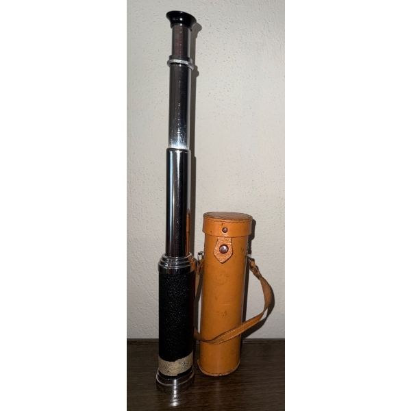 Vintage Greenkat Unmounted Telescope w/ Original Leather Travel Case 7T