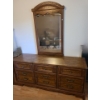 Dresser w/ 9 Drawers 66 W, 18 D, 30 T and Attached Mirror 28 W, 48 T
