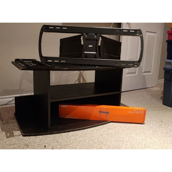 Assortment of TV Mounts ( Fixed and Swivel) and 2 Tiered TV Stand ( Minor Damage)37"W x 17"H x 20"D