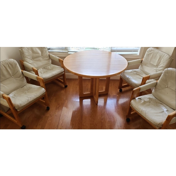 Wooden Kitchen Table w/ 4 Chairs (Worn) - Table Measures 42W, 29T 