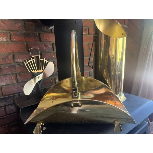 ECOFAN For Your Wood Burning Stove & Heater Classic Style Heat Powered With Brass Wood Holder & Bras