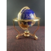 Image 1 : Blue Lapis Gemstone Table Globe with Brass Stand and Compass