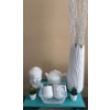 Image 1 : Contemporary White Home Decor Items  Buddah Head, Tea pot, Mini Faux Plants & Large Vase
