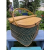 Image 6 : Farmhouse Picnic Pack with Two Painted Wooden Benches and Woven Basket