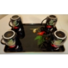 Image 4 : Vintage Otagiri Hummingbird Lacquerware  Tea/Vanity Set (Tray & Mugs) & Candles++