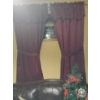 Image 1 : Decorative Maroon Curtain Set 4 Panels w/ Valence & 4 Ties