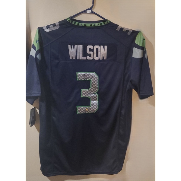 Russell Wilson #3 NFL Jersey w/ Autograph, Size XL 