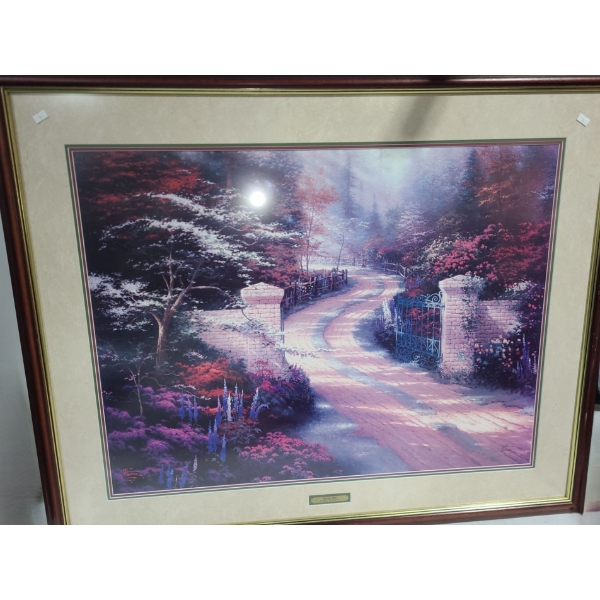 Numbered Print 1067/3850 "Spring Gate", Artist Thomas Kinkade, 43 X 35 Framed Under Glass