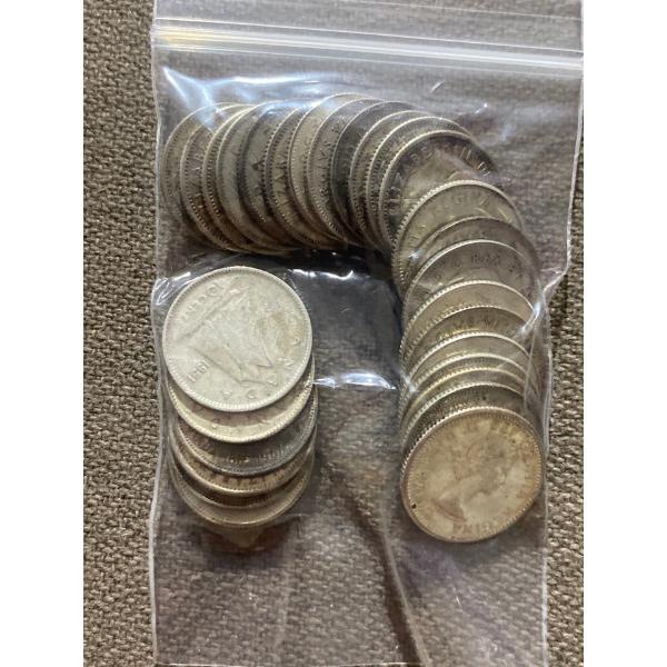 28 Canadian 10-Cent Pieces 80% Silver 2.33 Grams