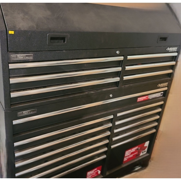 Husky Heavy Duty Garage Toolbox 60 W, 18 D, 66 T and Contents, Key NOT Included