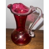 Image 2 : Beautiful Ruby Red Murano Art Glass Wedding Pitcher 5T w/ Clover Candy Dish 