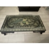 Image 1 : Ornate Wood and Glass Coffee Table 15Hx59Lx31W