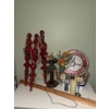 Image 3 : Decorative Red Finials, Wall Clock, Wire Basket, and Miscellaneous Decor