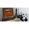 Image 2 : Two Mini Panda Stuffies w/ School Bell & Men's Jewelry Box full of Pins, Cuff Links & More