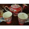 Image 3 : Colorful Flower Tea Service, Includes Teapot 7 T, 2 Large Cups and 6 Small Cups and Saucers 