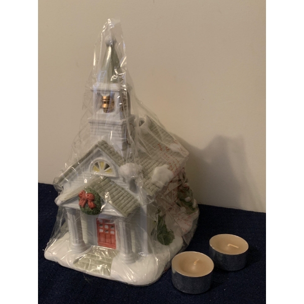 New in Box Partylite Church (9.5T) w/ Candles 