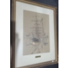 Image 1 : Framed Boat Drawing of Windship "Pamir" by Edward Goodall 21 X 28
