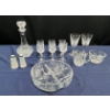 Image 1 : Crystal Decanter, Salt & Pepper, Stemware, Cream and Sugar, and Serving Dish