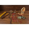 Image 1 : Decorative Items Including Miniature Clock, Figurine, and Shell Lamp