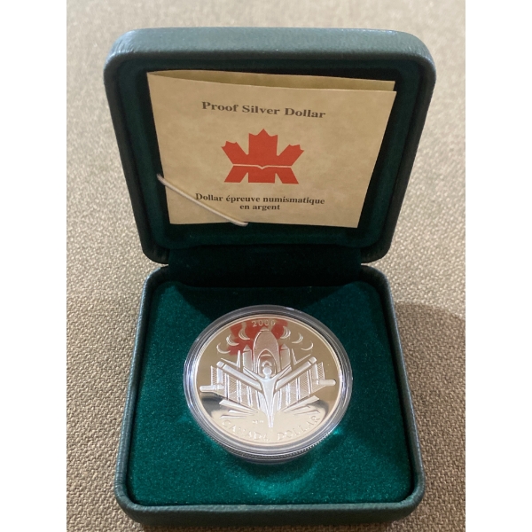 2000 Canada Proof Silver Dollar with Original Case and Certificate