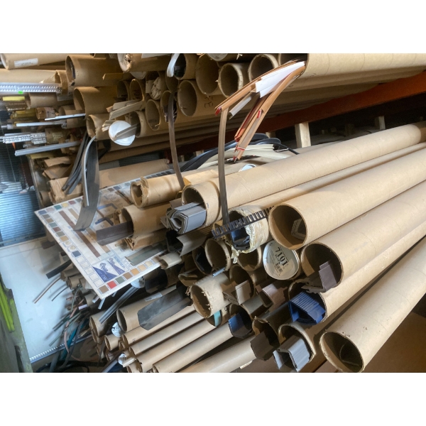 Rolls of Material and Trim in Cardboard Tubes
